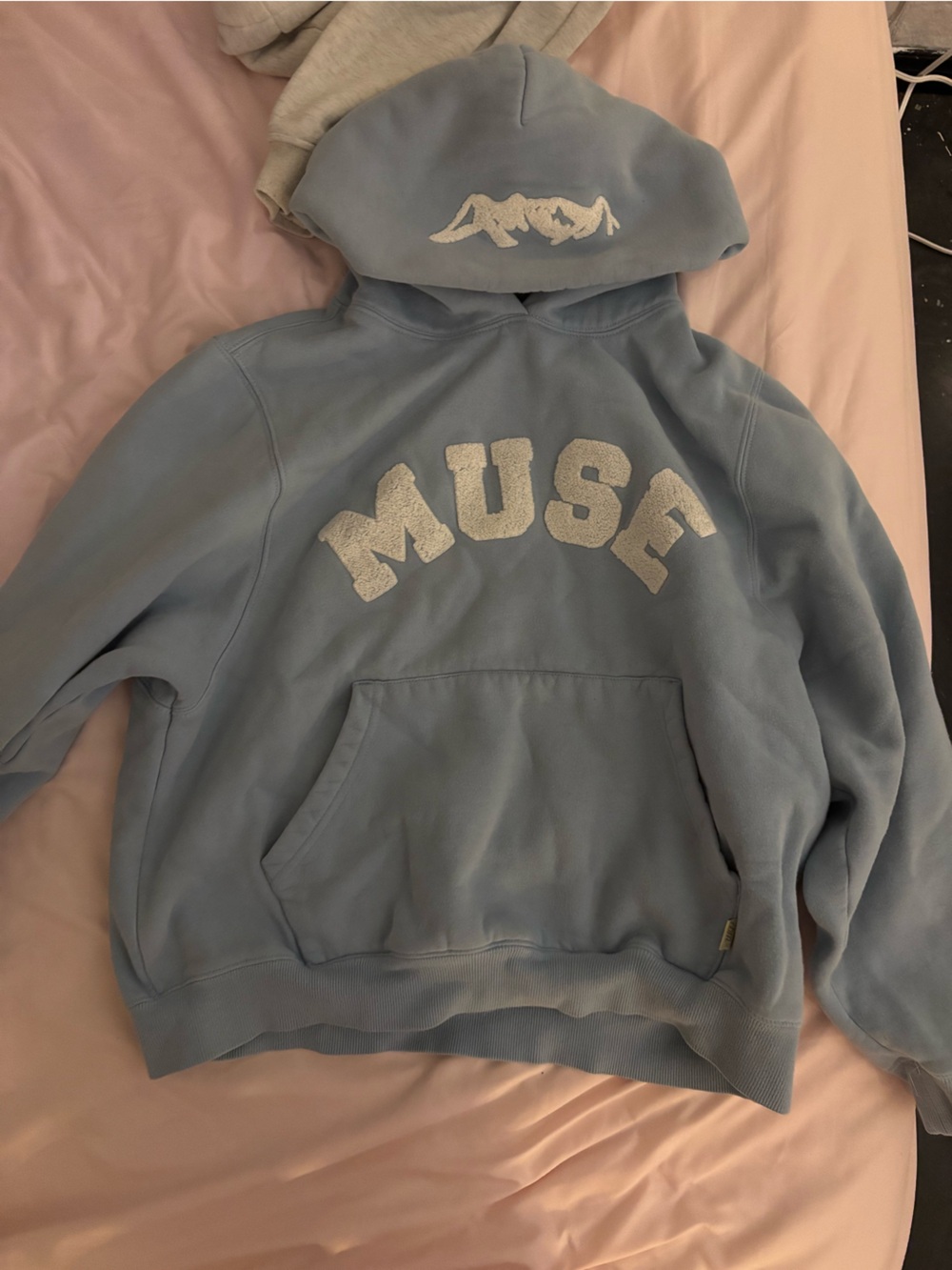 Muse Light Blue Hoodie with White Chenille Logo